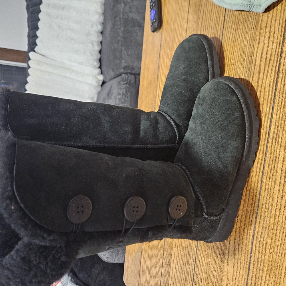 UGG Black Winter Boots with Button Detail